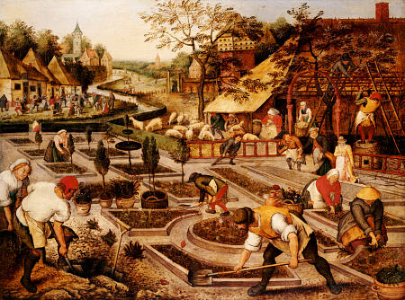 Spring: Gardeners, Sheep Shearers And Peasants Merrymaking van 