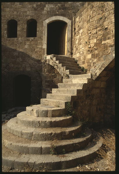 The castle of Saint-Gilles, detail, view of a stair (colour photo)  van 