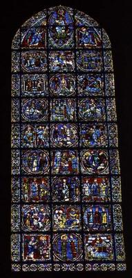The Nativity and related scenes, lancet window in the west facade, 12th century (stained glass) (det van 