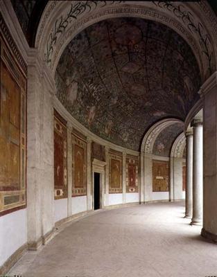 View of the semicircular ionic portico decorated with a 'grillage' by Pietro Venale (fl.1541-83) 155 van 