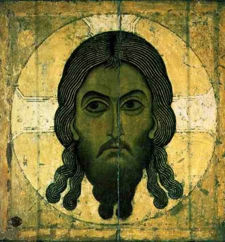 The Holy Face (tempera & gold on panel) van Novgorod School