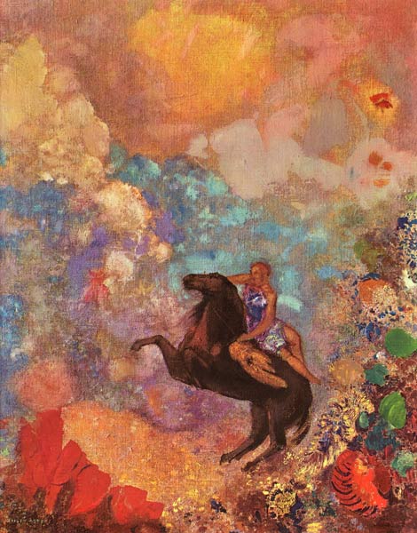 Muse auf Pegasus van Odilon Redon