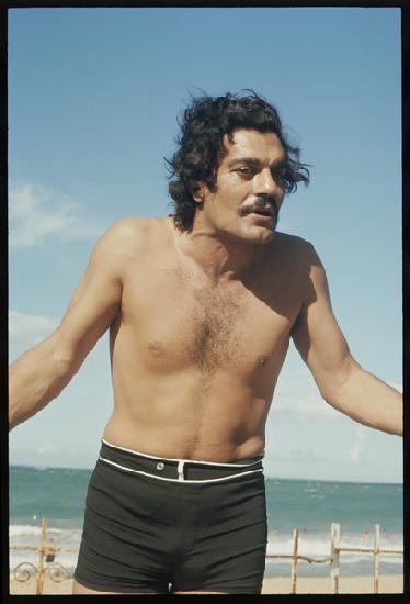 Omar Sharif on the beach