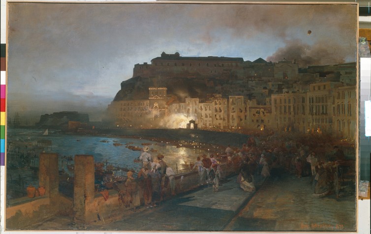 Fireworks in Naples van Oswald Achenbach