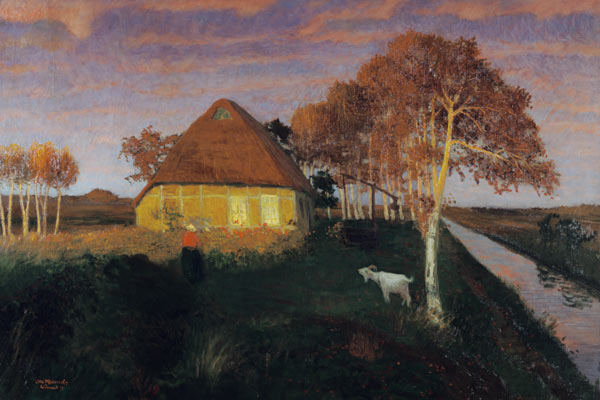 Moorkate im Abendsonnenschein van Otto Modersohn