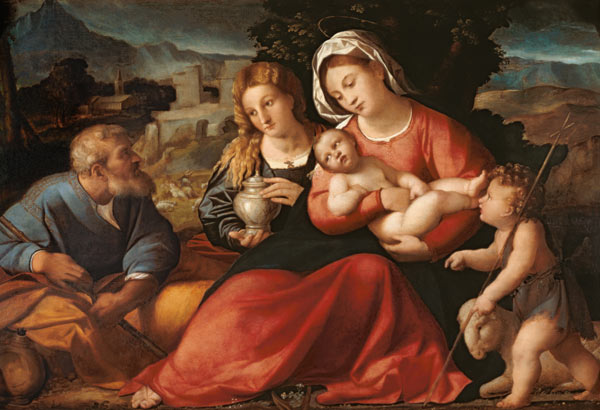 Die Hl. Familie mit dem Johannesknaben und Maria Magdalena van Palma il Vecchio (eigentl. Jacopo Negretti)