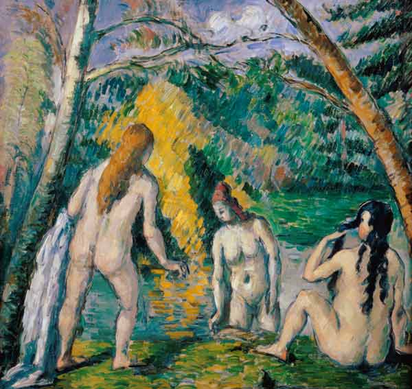 Drei badende Frauen van Paul Cézanne