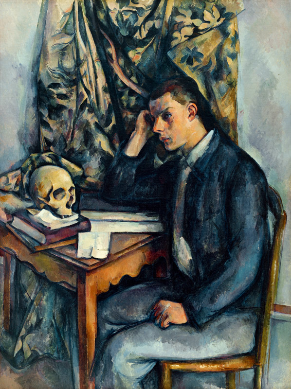 Young man with skull van Paul Cézanne