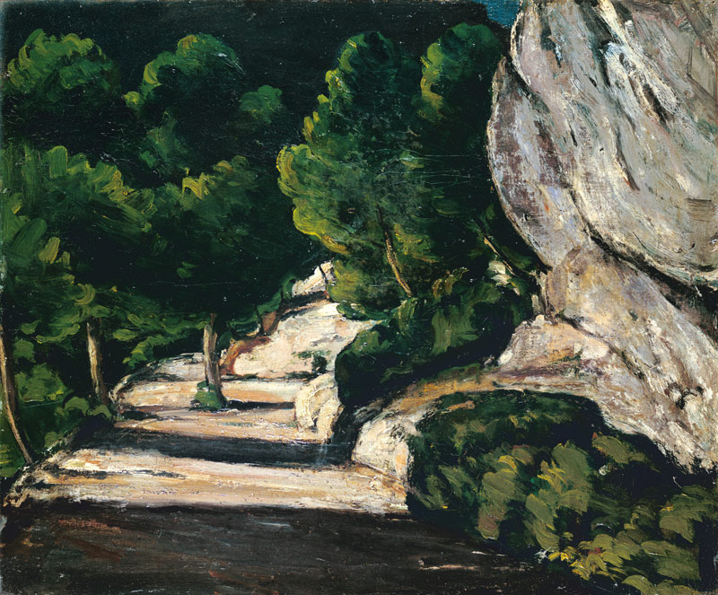 Landscape. Road with Trees in Rocky Mountains van Paul Cézanne