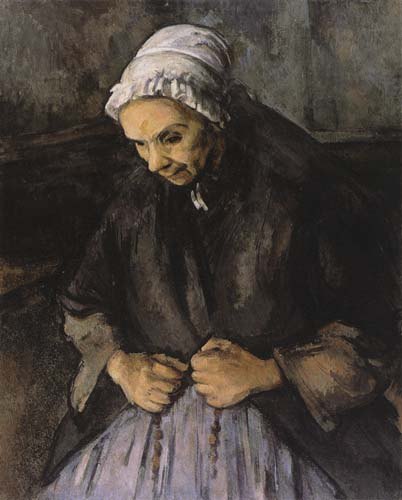 Alte Frau mit Rosenkranz. van Paul Cézanne