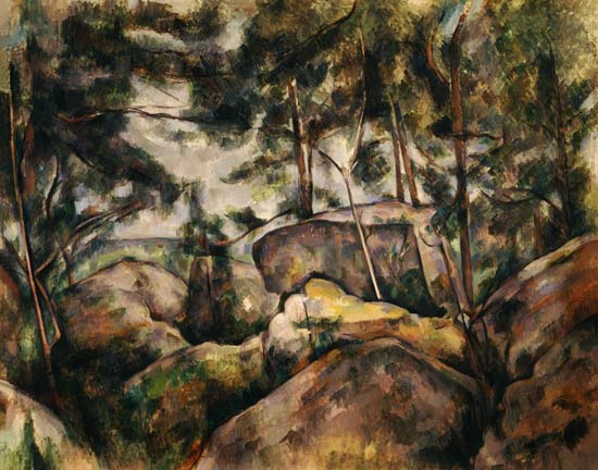 Felsen im Wald van Paul Cézanne
