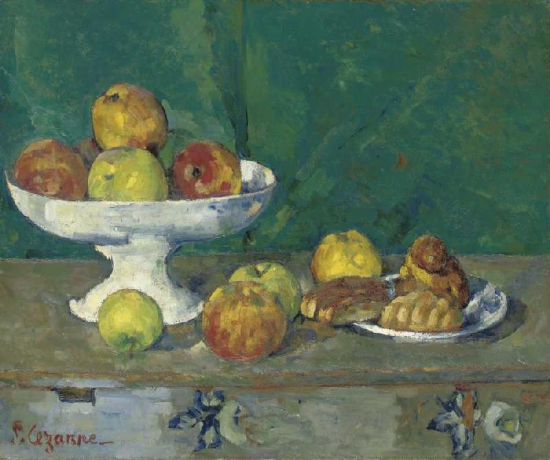 Stillleben mit Äpfeln und kleinen Kuchen van Paul Cézanne