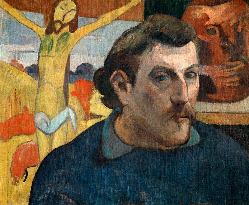 Selbstbildnis mit gelbem Christus van Paul Gauguin