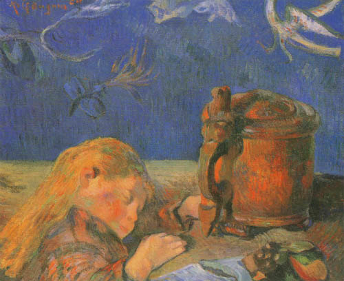 Schlafendes Kind van Paul Gauguin