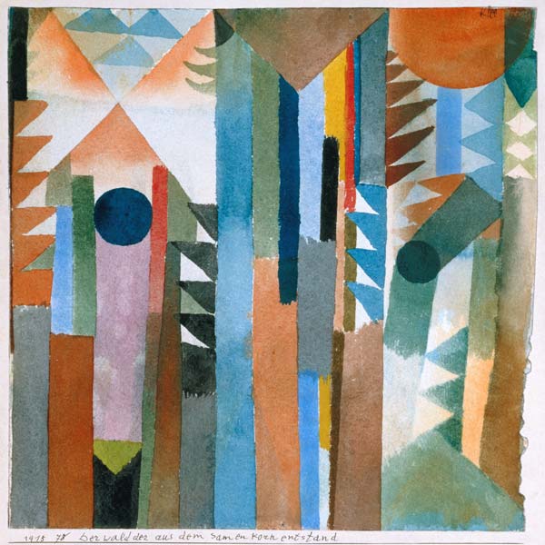 Der Wald, der aus dem Samenkorn entstand van Paul Klee