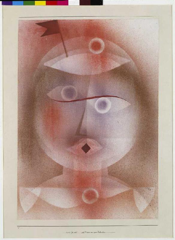 Maske mit Fähnchen van Paul Klee