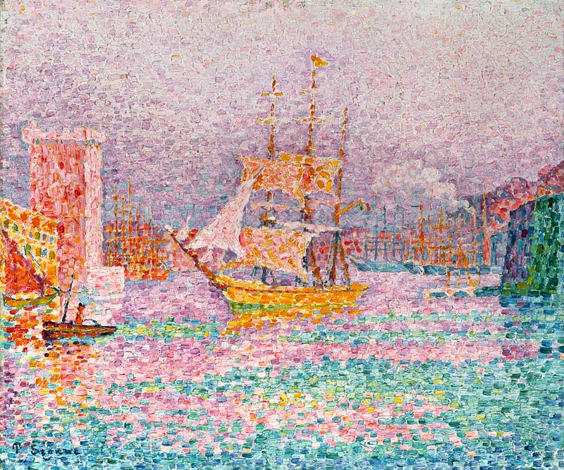 Segelschiff im Hafen von Marseille van Paul Signac