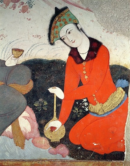 Courtier at the Court of Shah Abbas I (detail) van Persian School