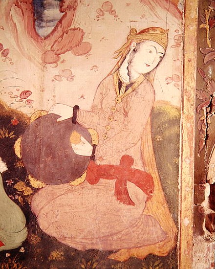 Musician from the Court of Shah Abbas, 1585-1627 (detail) van Persian School