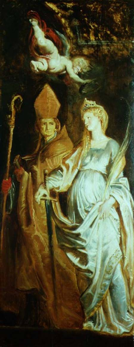 St. Catherine of Alexandria and St. Eligius (panel) van Peter Paul Rubens Peter Paul Rubens