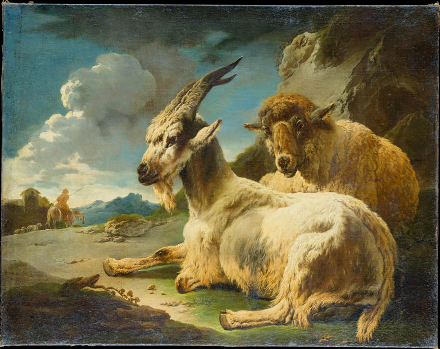 Sheep and Goat in a Rocky Landscape, van Philipp Peter Roos