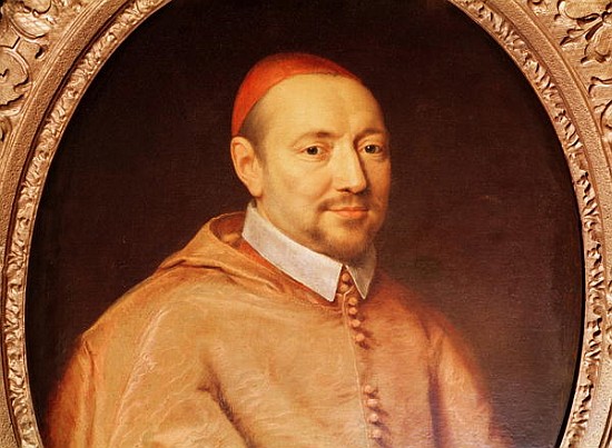 Portrait of Cardinal Pierre de Berulle (1575-1629) (detail) van Philippe de Champaigne