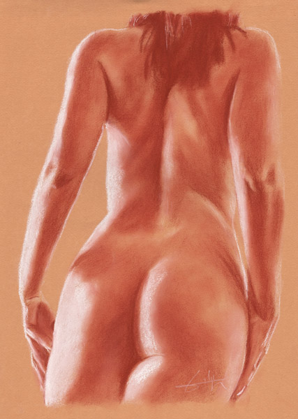 Femme nu de dos mains sur fesses van Philippe Flohic