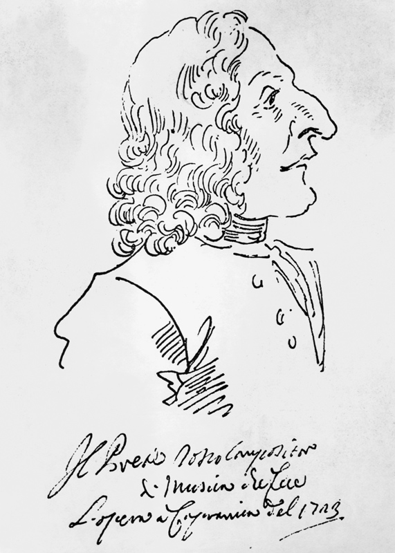 Caricature of composer Antonio Vivaldi van Pier Leone Ghezzi