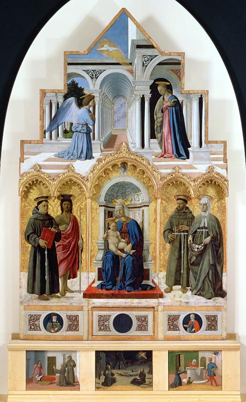 Altarpiece: Annunciation; Madonna and Child with Saints; Miracles of St. Anthony, St. Francis and St van Piero della Francesca