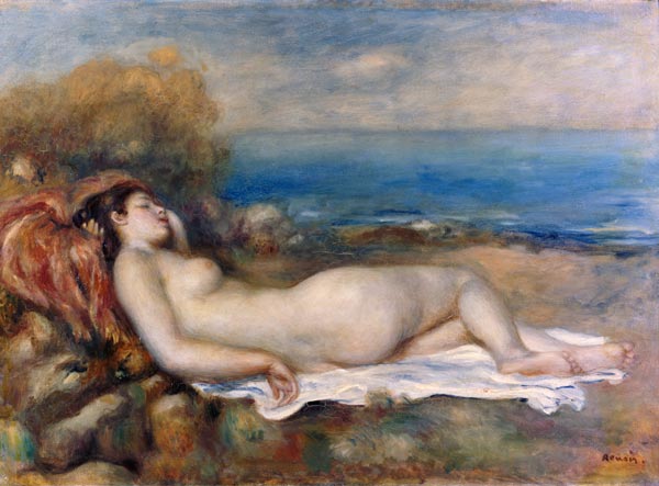 Ruhende Badende am Ufer des Meeres. van Pierre-Auguste Renoir
