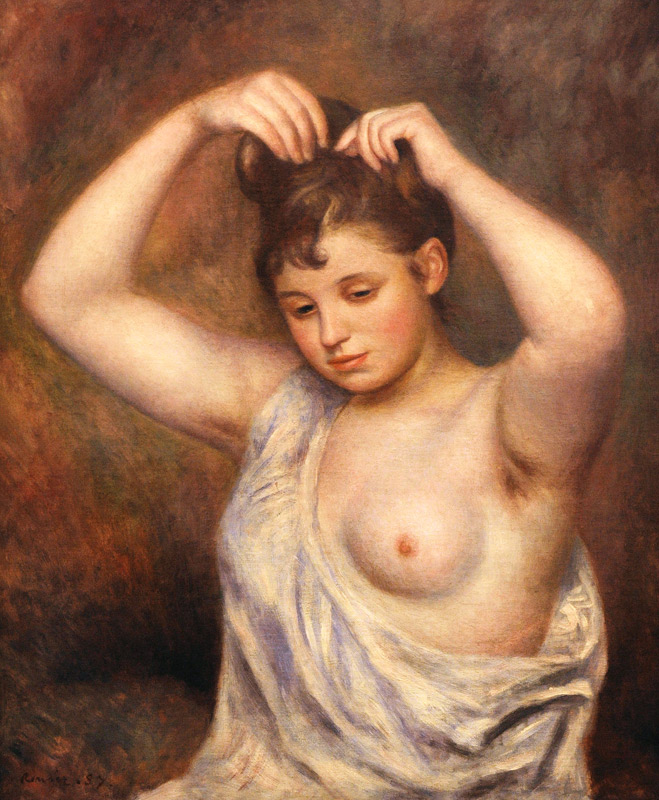 Woman Arranging her Hair van Pierre-Auguste Renoir