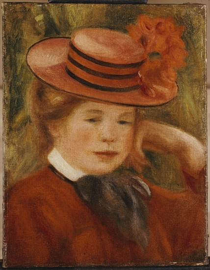 A Young Girl with a Red Hat van Pierre-Auguste Renoir