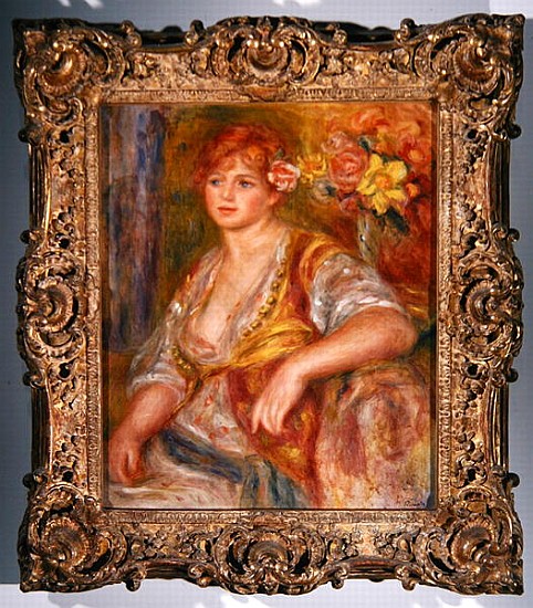 Blonde woman with a rose, c.1915-17 van Pierre-Auguste Renoir