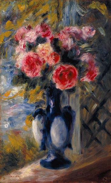 Roses in a Blue Vase