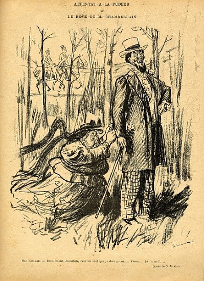 An Assault on Modesty or Mr. Chamberlain''s Dream, from ''Le Rire'', 28th May 1898 van Pierre Georges Jeanniot