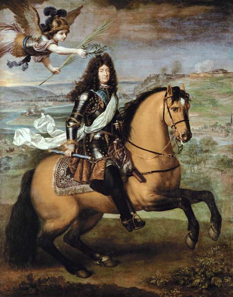 Equestrian Portrait of Louis XIV (1638-1715) Crowned by Victory van Pierre Mignard