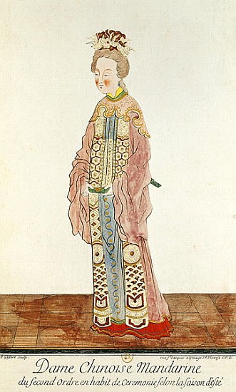 Portrait of a Mandarin Woman of the Second Order Wearing a Summer Ceremonial Costume, from ''Estat P van Pierre Pere Bouvet 1647Giffart