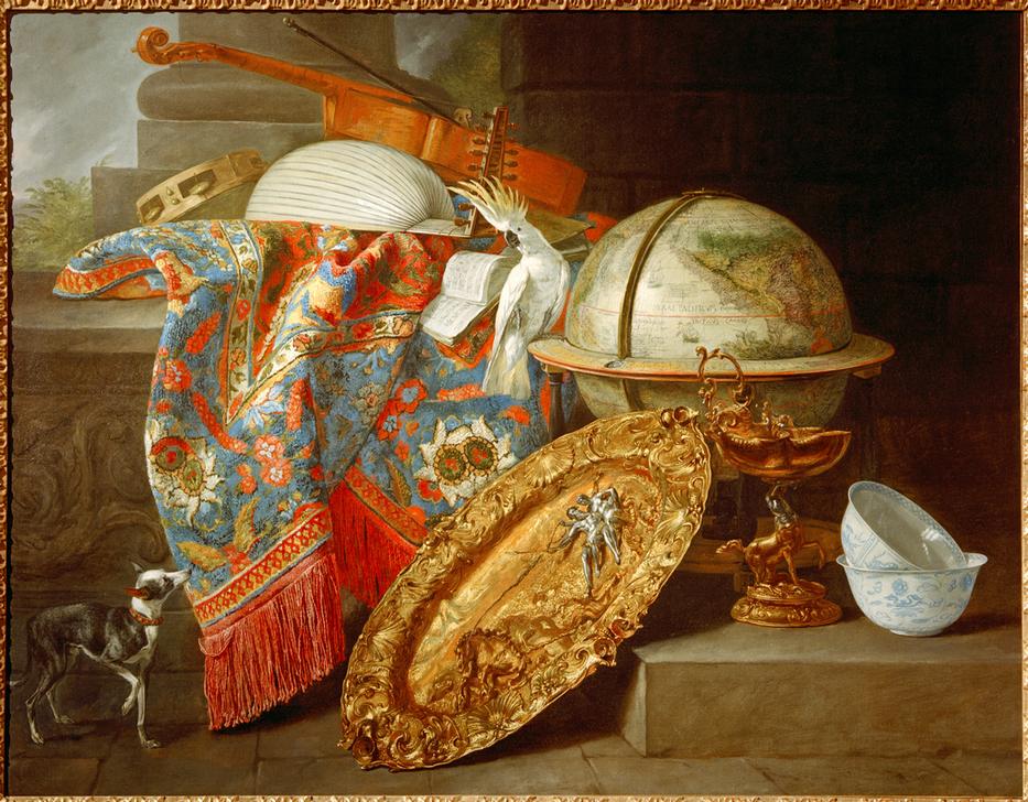 Still Life with Globe and Cockatoo van Pieter Boel