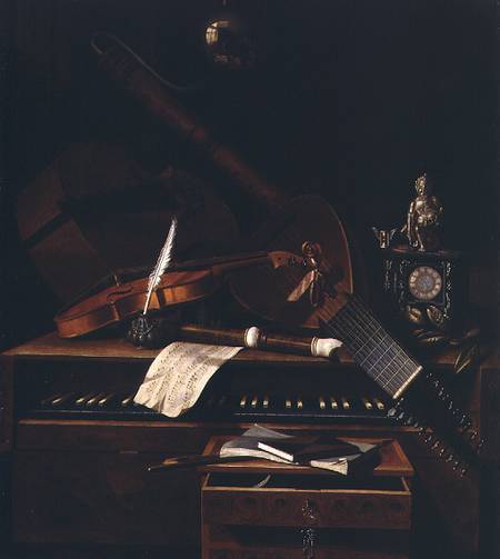 Still life with musical instruments van Pieter Gerritsz. van Roestraten