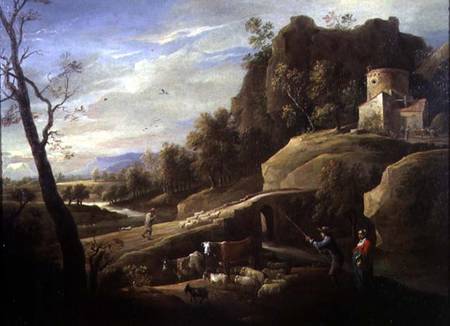 Landscape with Farmers tending their Animals van Pieter the Younger Mulier