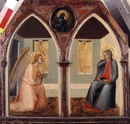 The St. Giusto Polytych, detail showing the Annunciation van Pietro Lorenzetti