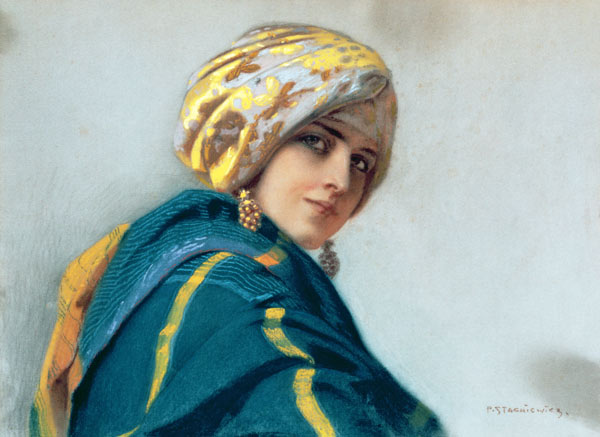 Girl in a Shawl van Piotr Stachiewicz