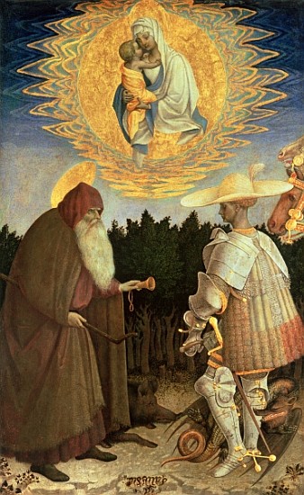 The Virgin and Child with St. George and St. Anthony the Abbot (egg tempera on poplar) van Pisanello