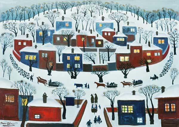Winter Village, 1969 (oil on canvas)  van Radi  Nedelchev