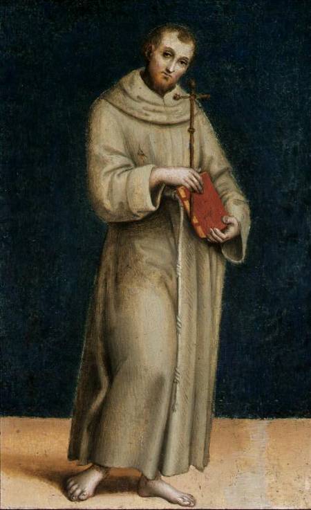 St. Francis of Assisi from the Colonna Altarpiece van (Raffael) Raffaello Santi