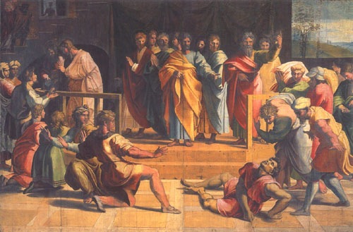 Der Tod des Ananias van (Raffael) Raffaello Santi