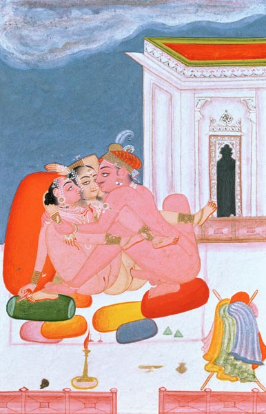 A Prince involved in united intercourse, described by Vatsyayana in his 'Kama Sutra', Bundi, Rajasth van Rajput School