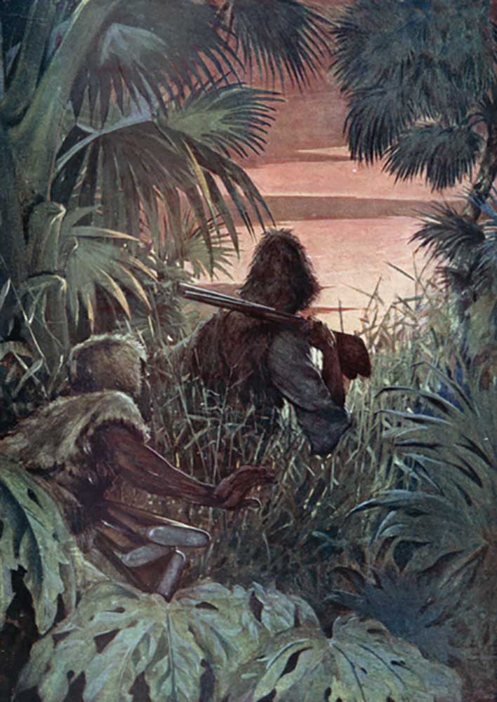 Illustration for Robinson Crusoe by Daniel Defoe van Ralph Noel Pocock