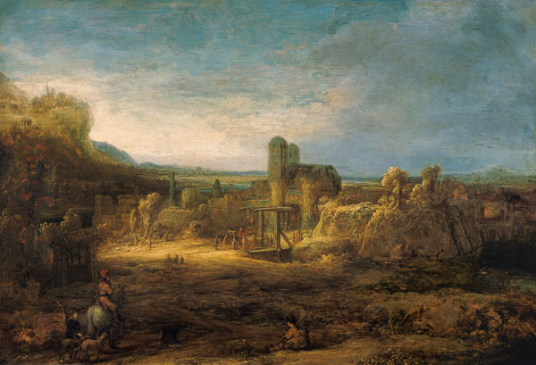 Rembrandt / Landscape with Drawbridge van Rembrandt van Rijn