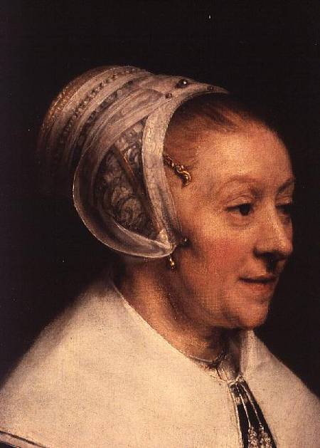 Portrait of Catherine Hoogsaet (detail of Head) van Rembrandt van Rijn